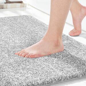 NEW Gray minimalist bathroom mat rug soft absorbent nonslip